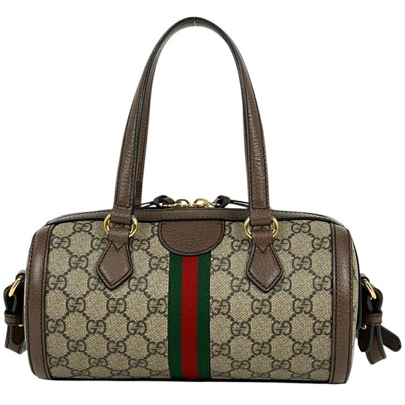 Gucci GG Supreme Bag Canvas Shoulder Boston Bag Brown Ophidia - Picture 3 of 8